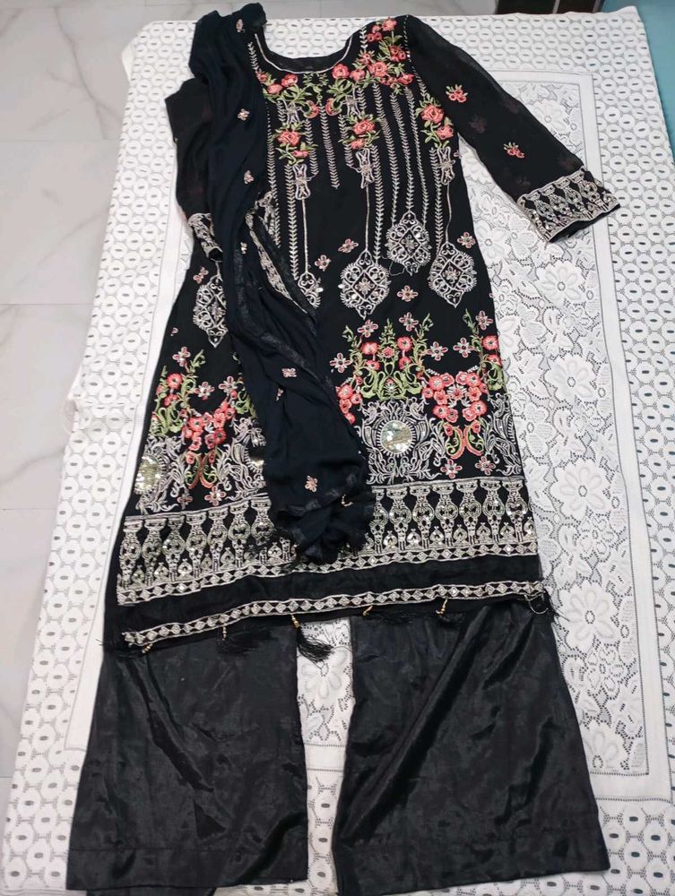 Black Embroidered Pakistani Suit
