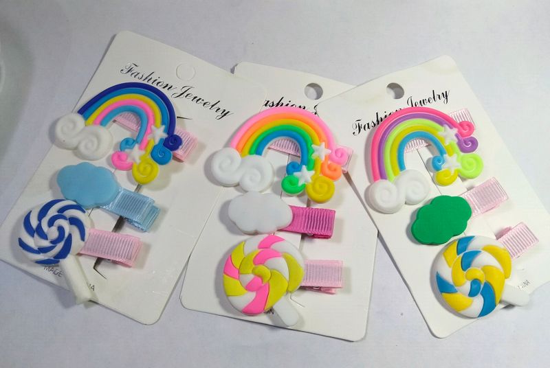 Colourful Candy Rainbow Hair Clips for Girls