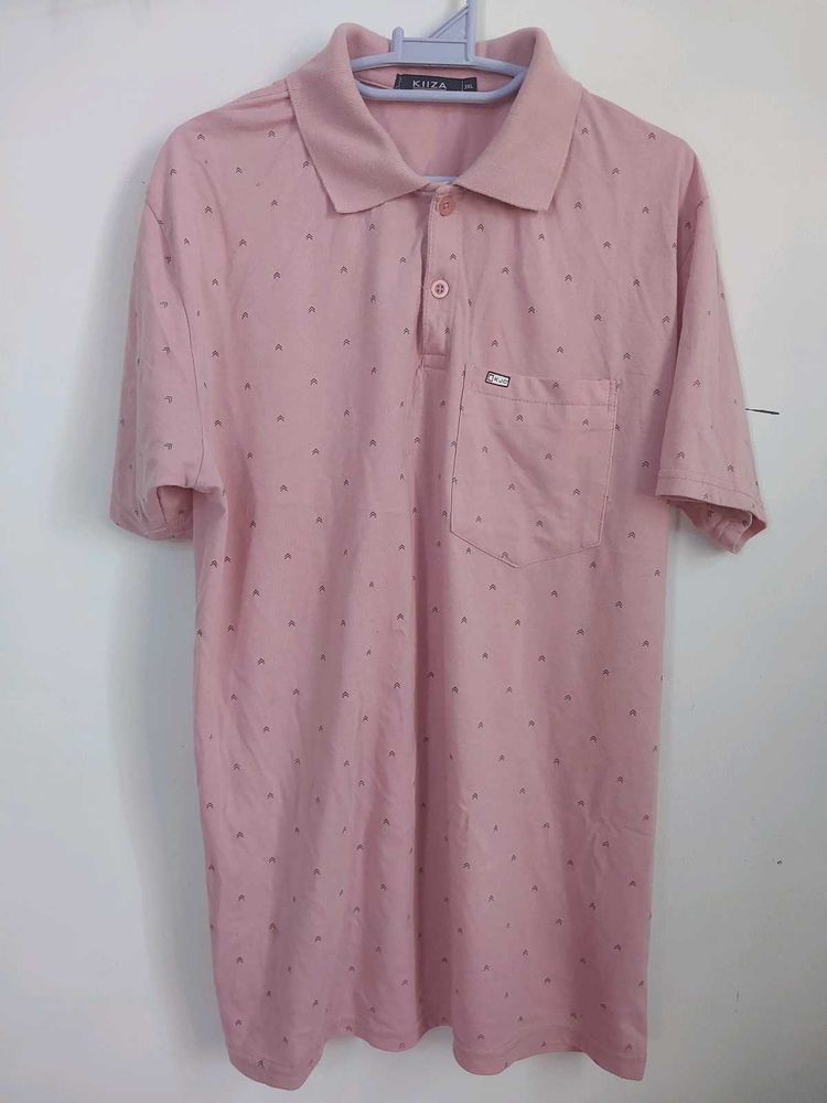 Pink Patterned Polo Shirt