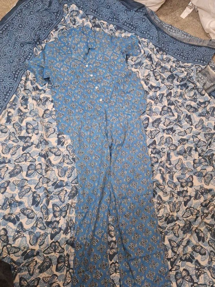 Blue Floral Pajama Set