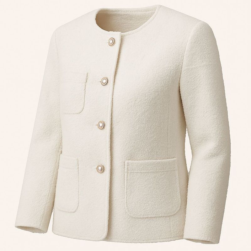 Elegant White Boucle Jacket