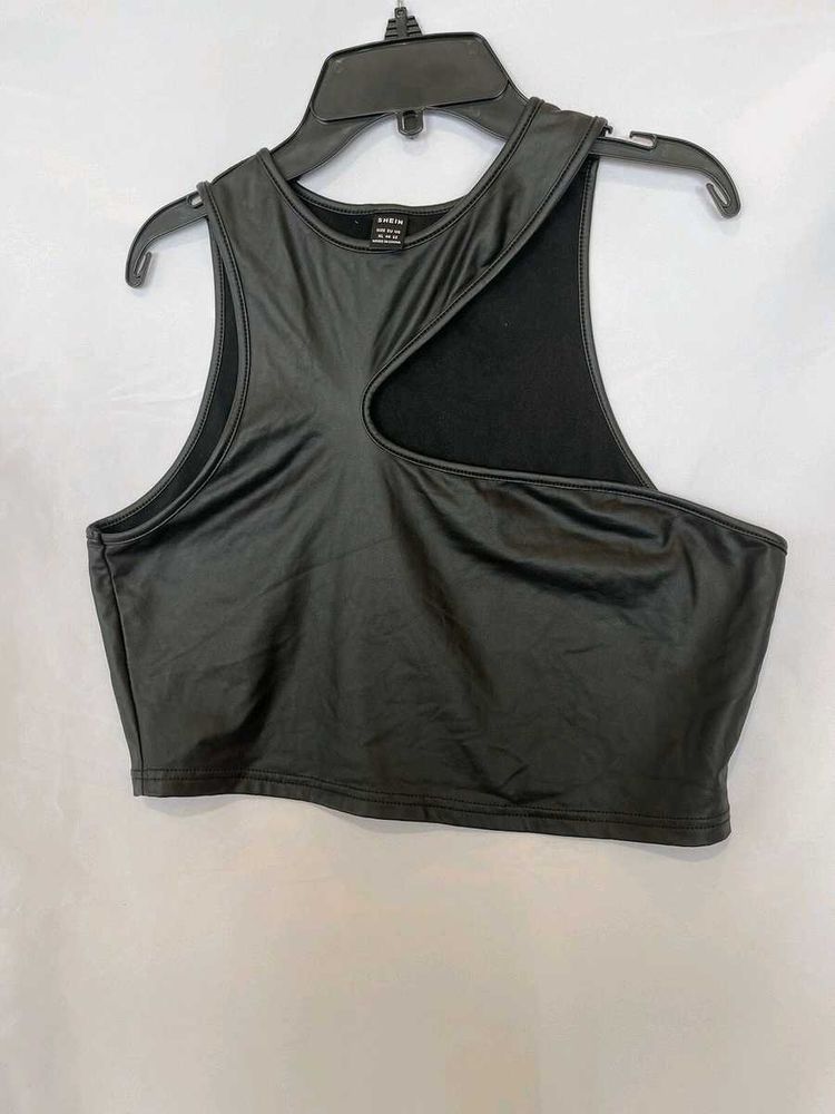 13185 SEXY SHEIN LEATHER TYPE TOP