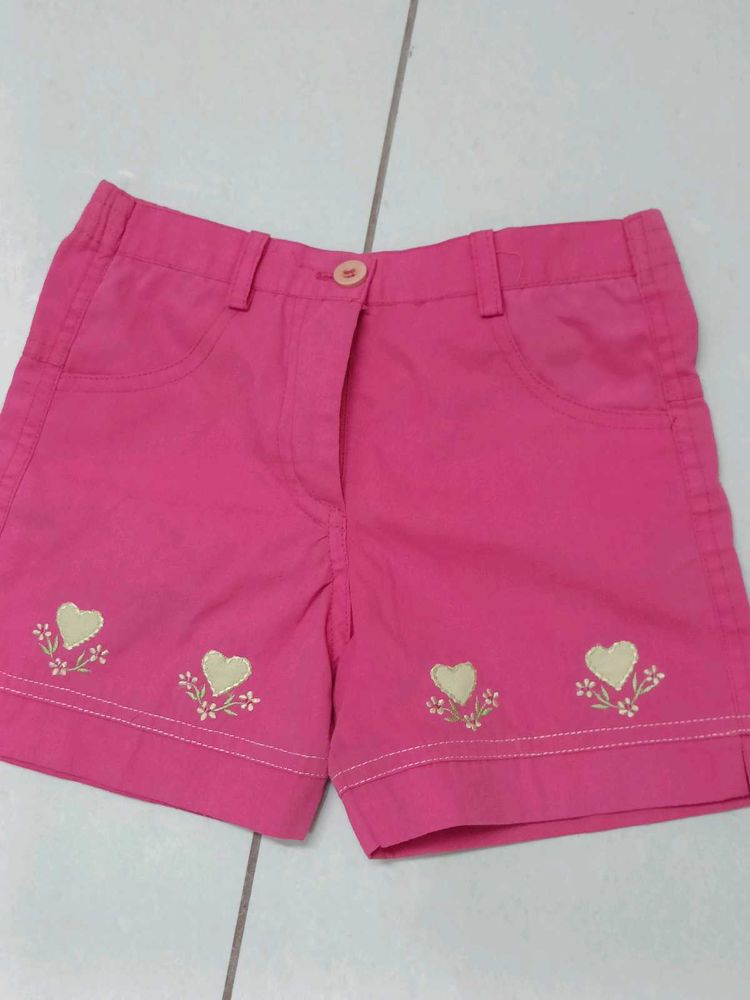 Girls Shorts With Beautiful Flower Patch Work.
