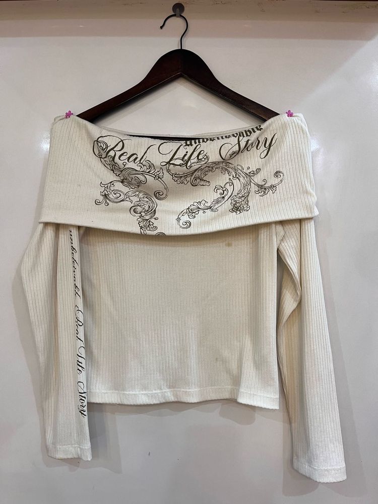 Off-Shoulder Graphic Top