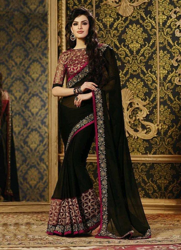 Elegant Black &amp; Gold Saree