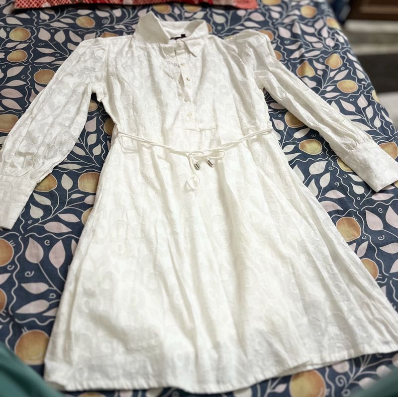 White Shirt Dress with Belt