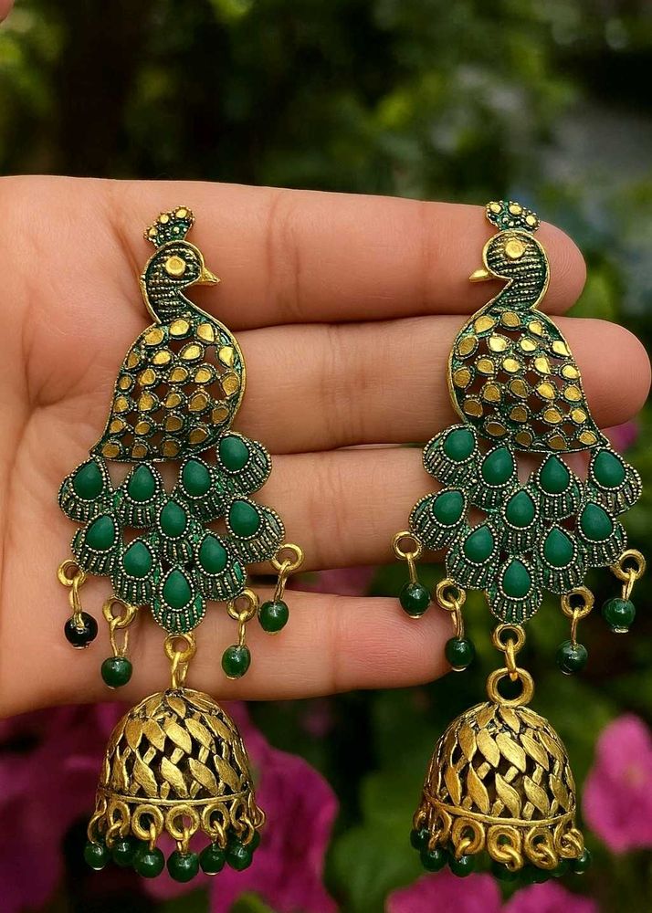Peacock Jhumka Earrings