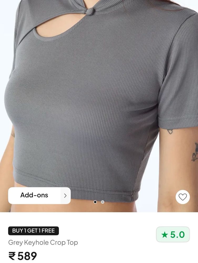Grey Keyhole Crop Top