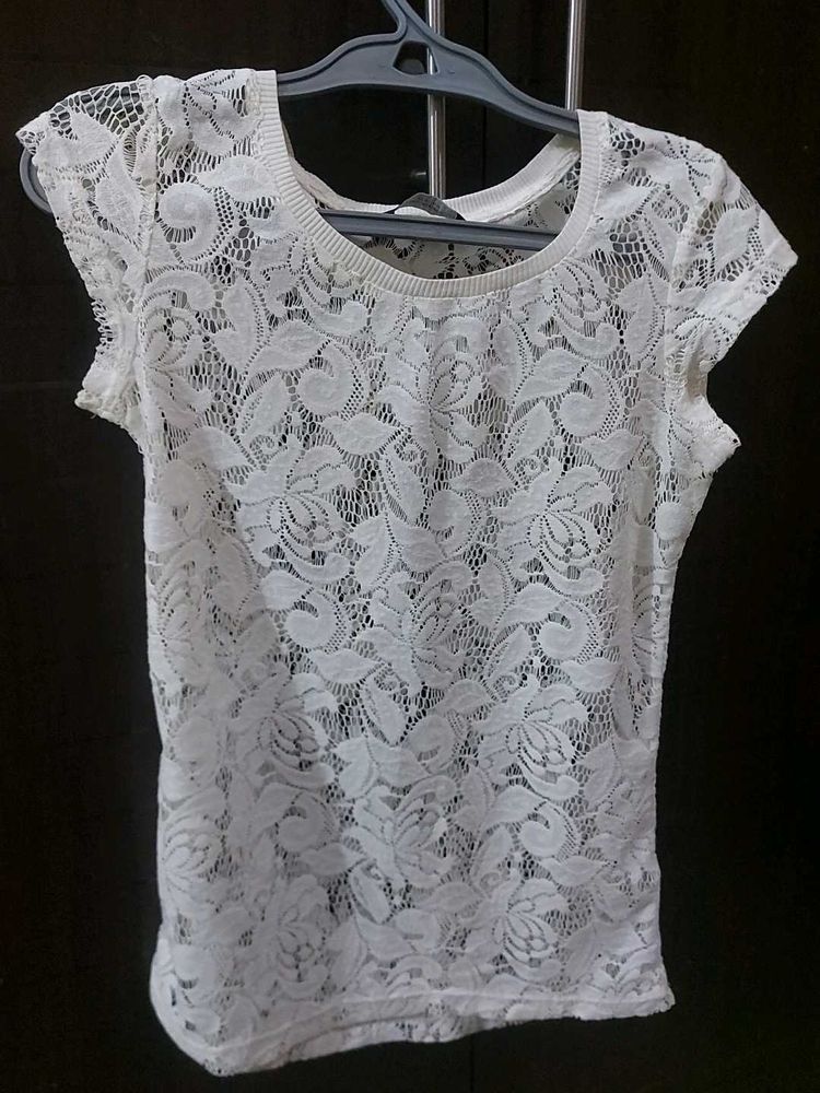 White Coloured Laced Top.