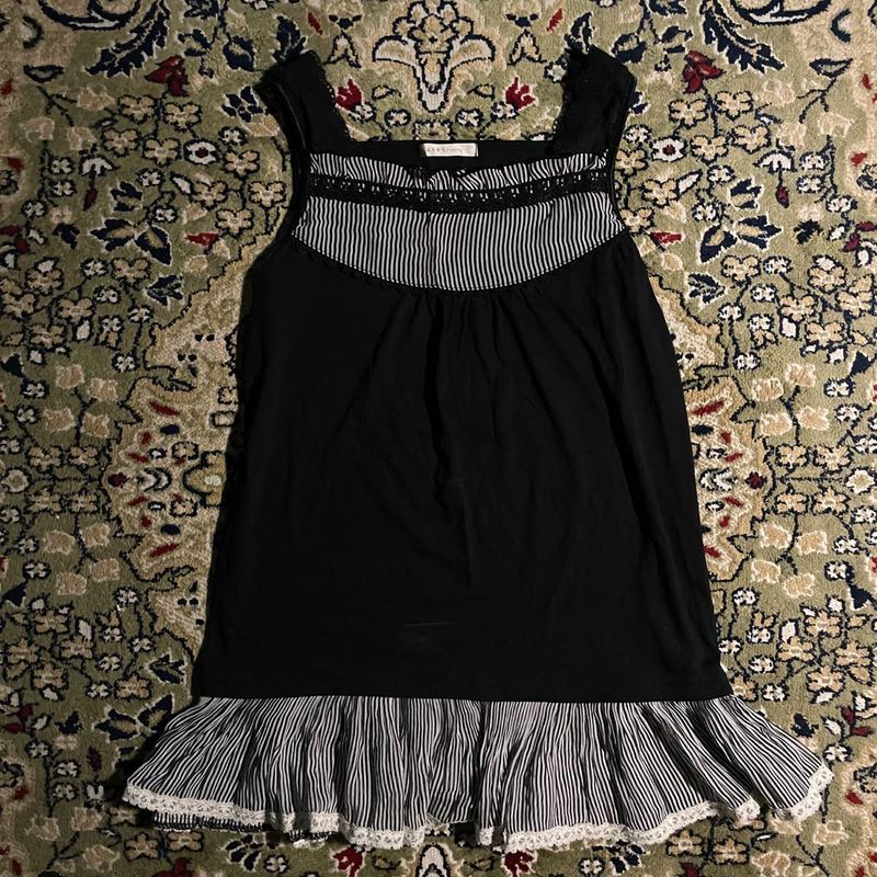 Vintage-Style Babydoll black Tank Top
