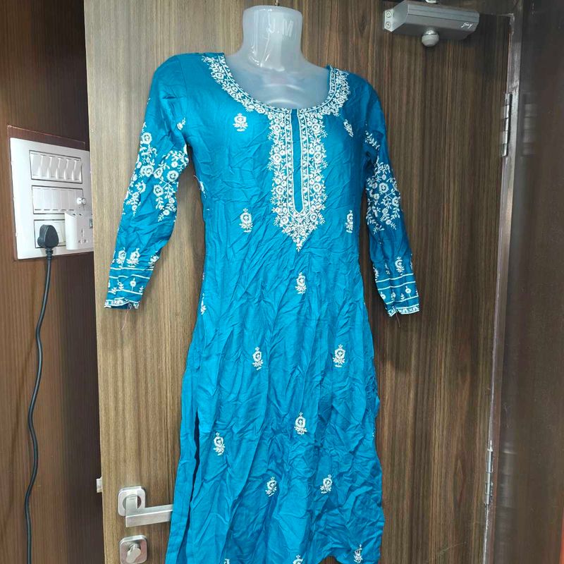 Elegant Blue Embroidered Kurti