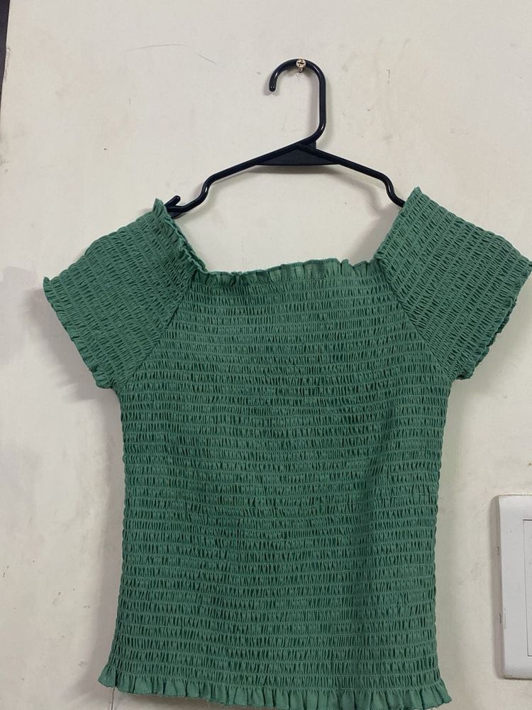 Green Smocked Top