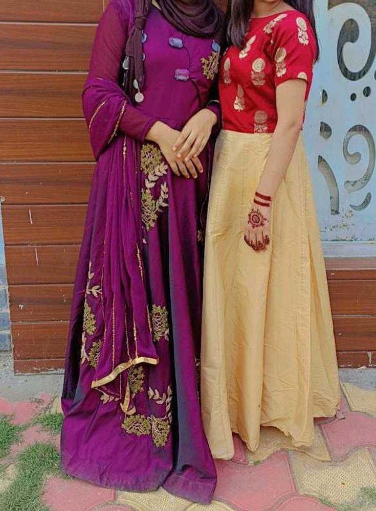 Embroidered Purple Party Gown