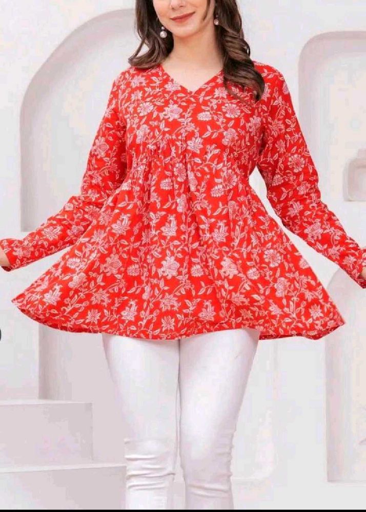 Red Floral Print Top