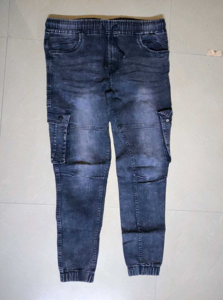 Denim Cargo Joggers