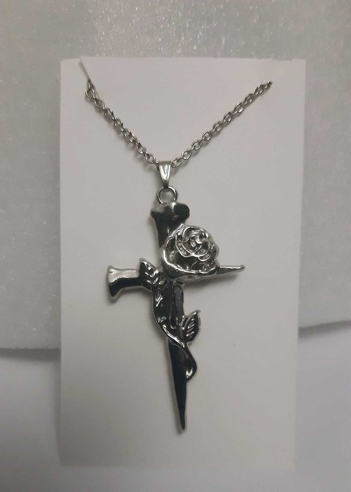 Vintage Rose Cross Necklace