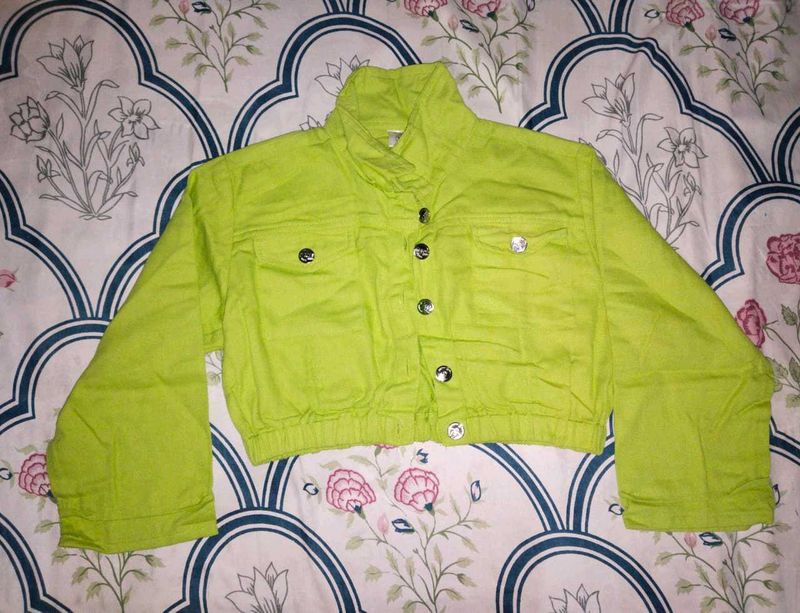 Lime Green Cropped Jacket and Skirt