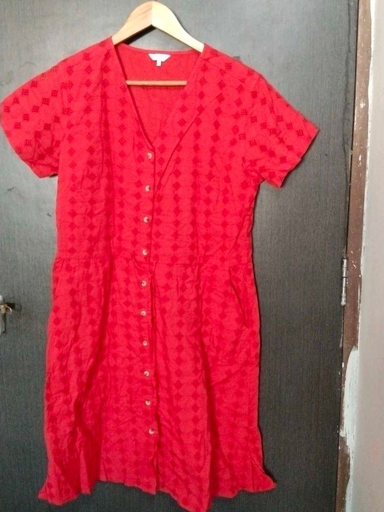 Red Button-Down Dress