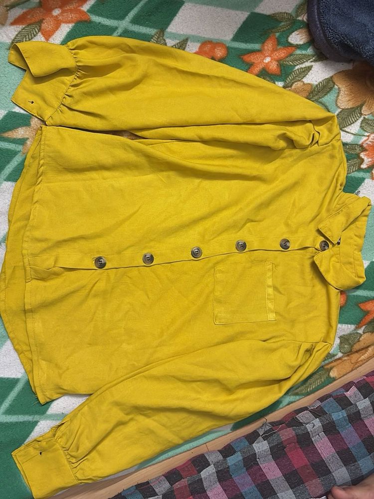 Yellow Button-Down Top shirt