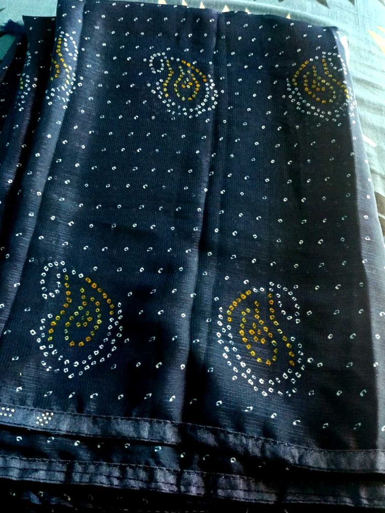 Bandhani print saree with blouse 44 inch