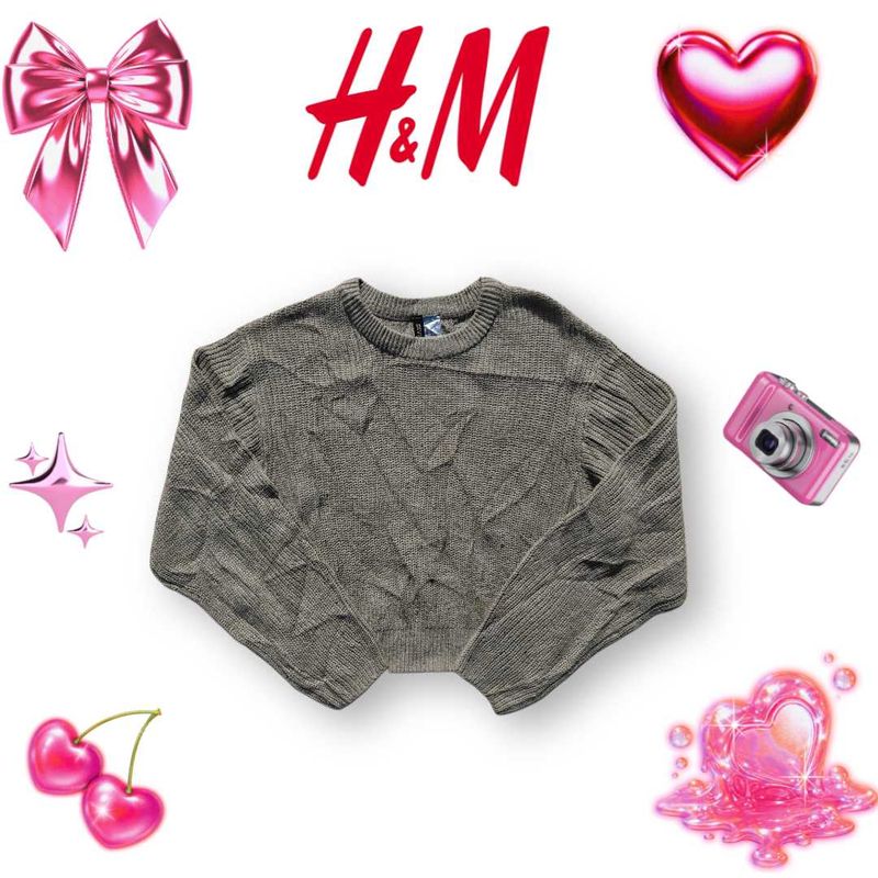 H&amp;M Gray Knit Cropped Sweater