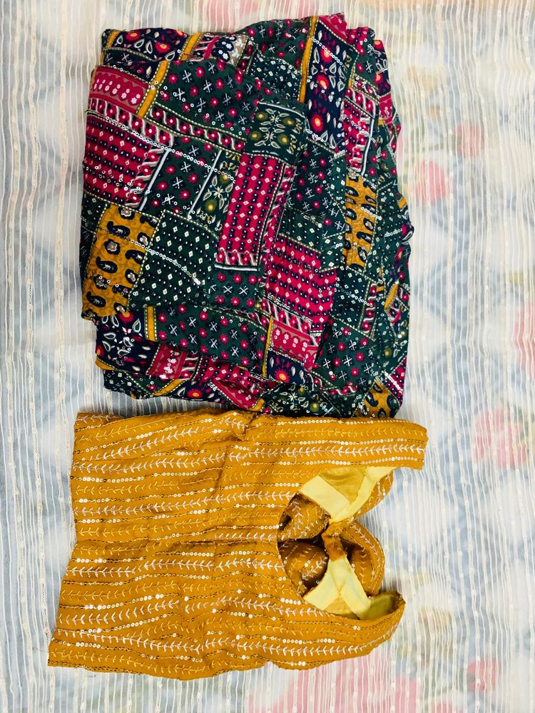 grab this beautiful skirt and blouse 💚💛
