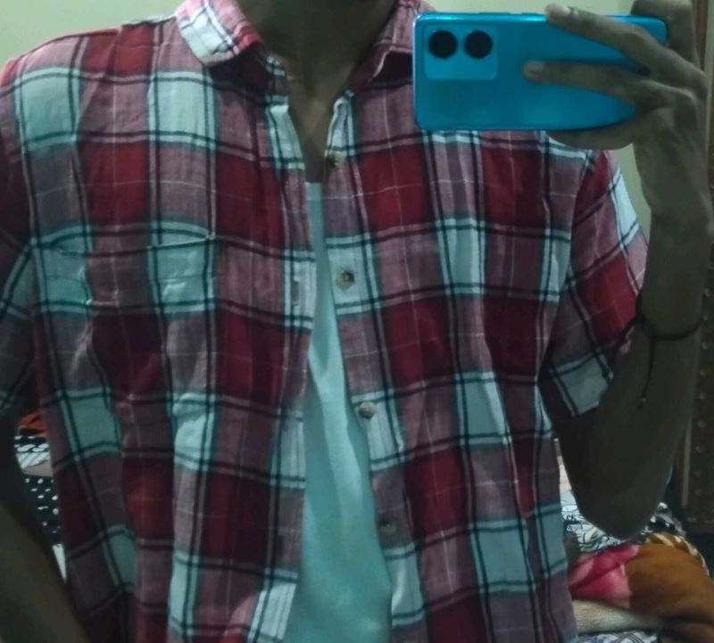 Red Checked Cotton Shirt