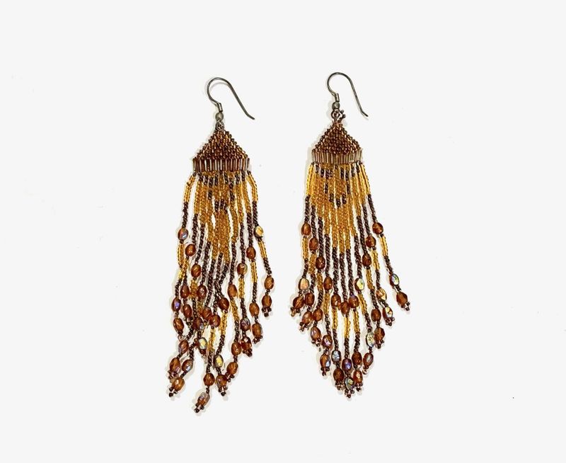 Y2k Beaded Brown Dangle Earrings