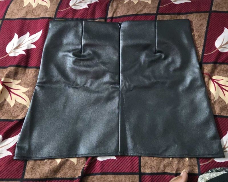 Black Faux Leather Mini Skirt