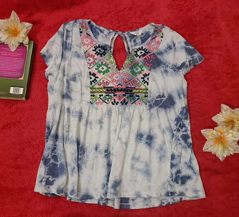 Navy Blue And White Top