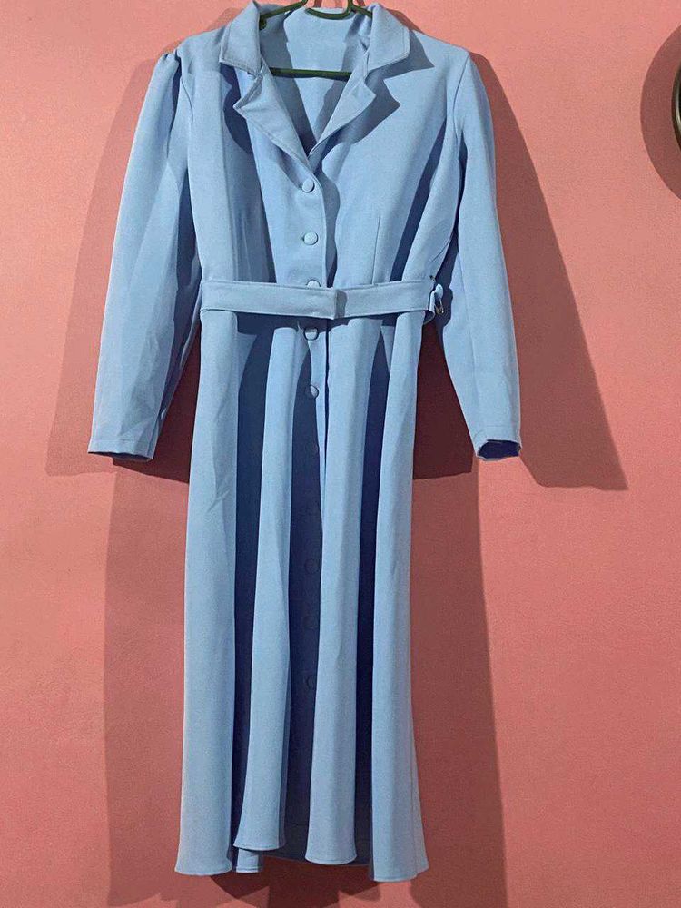 Blue Dress Midi Length
