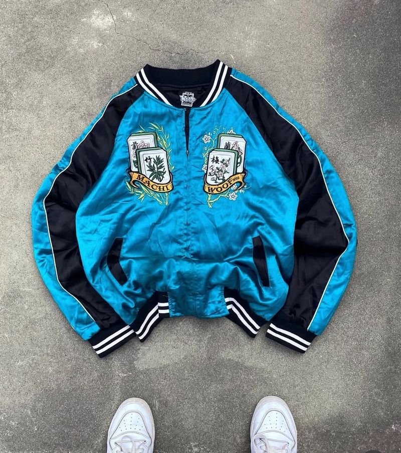 sakuna Retro Embroidered Bomber Jacket