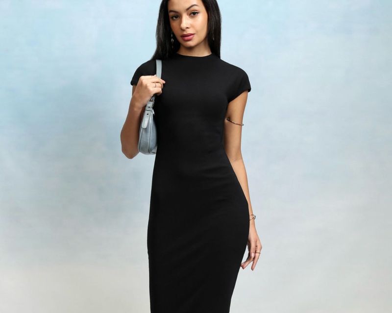 32-34Elegant Black Dress midi