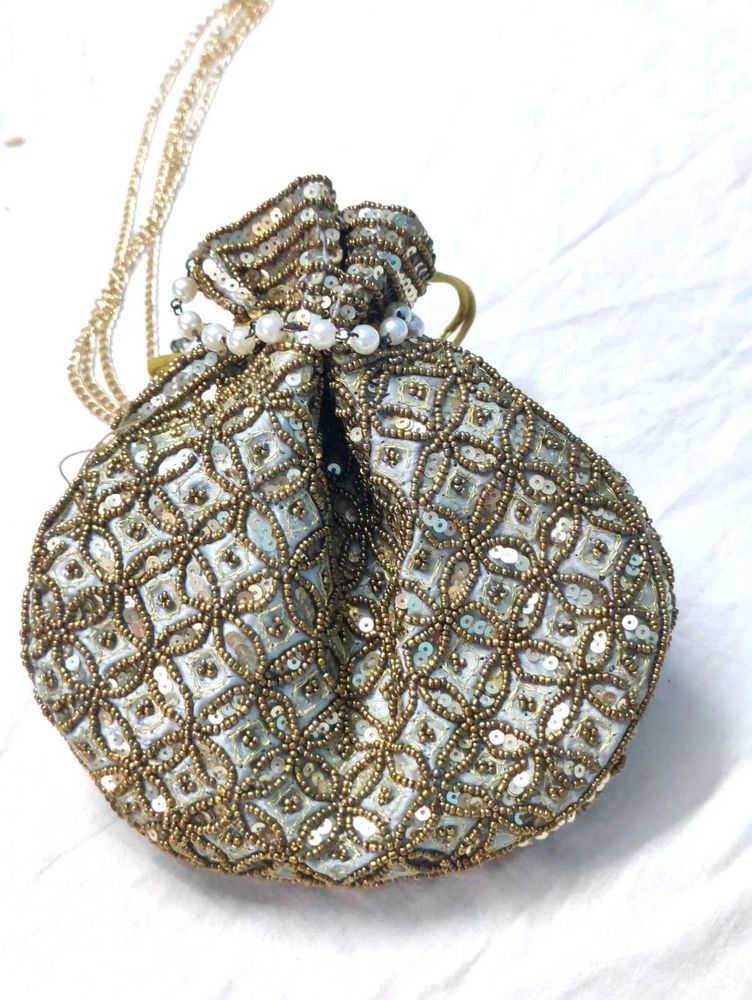 Sequin Beaded Drawstring Pouch