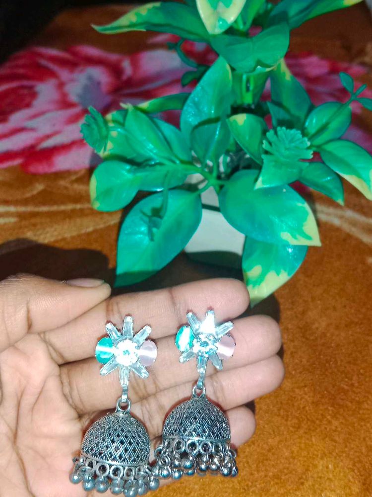 Silver Jhumka Earrings(oxidised)