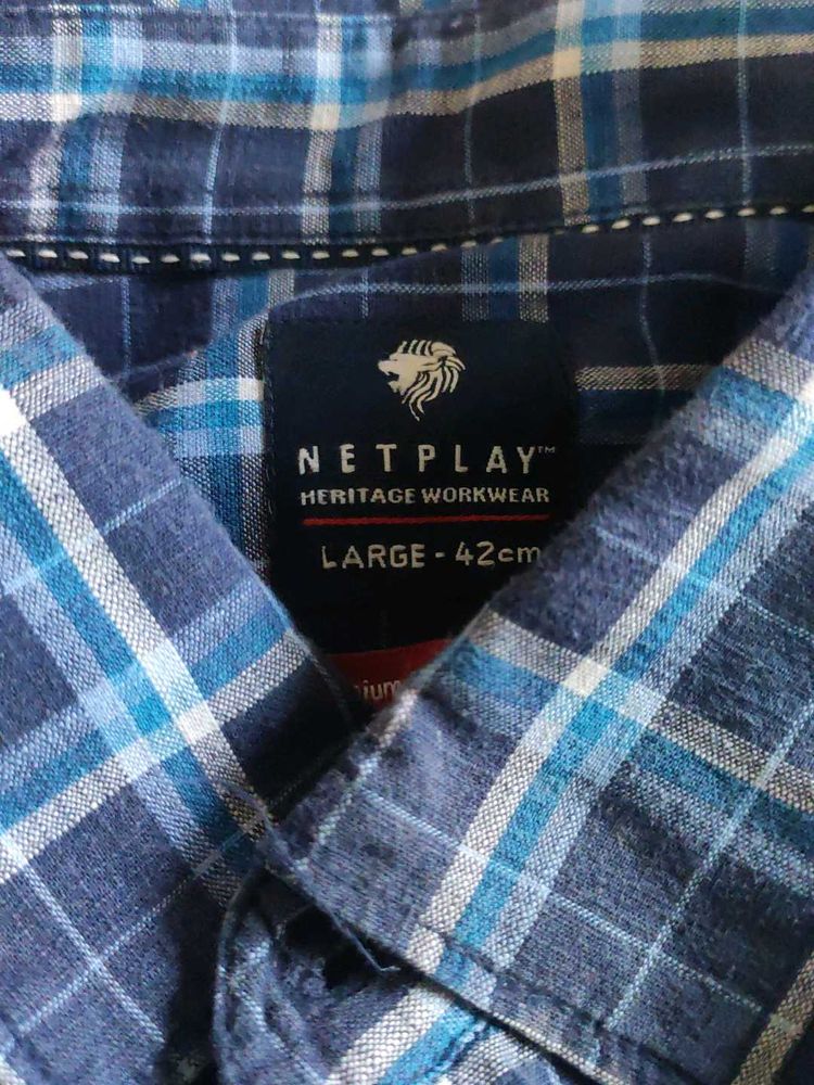 NETPLAY Blue Plaid Shirt