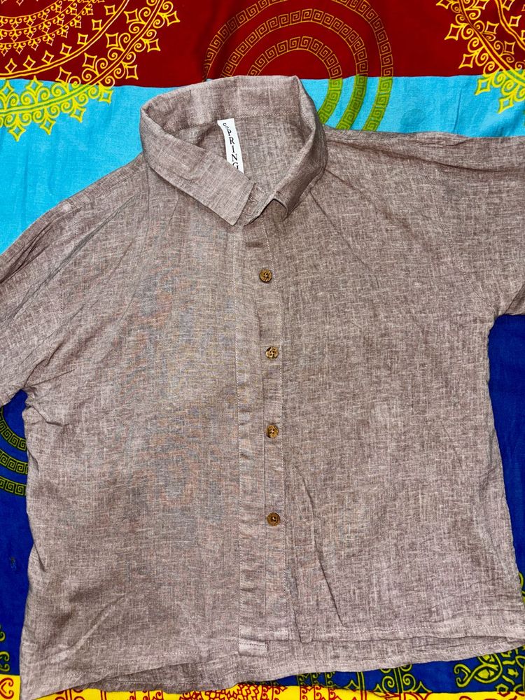 Spring Grey Button-Down Shirt