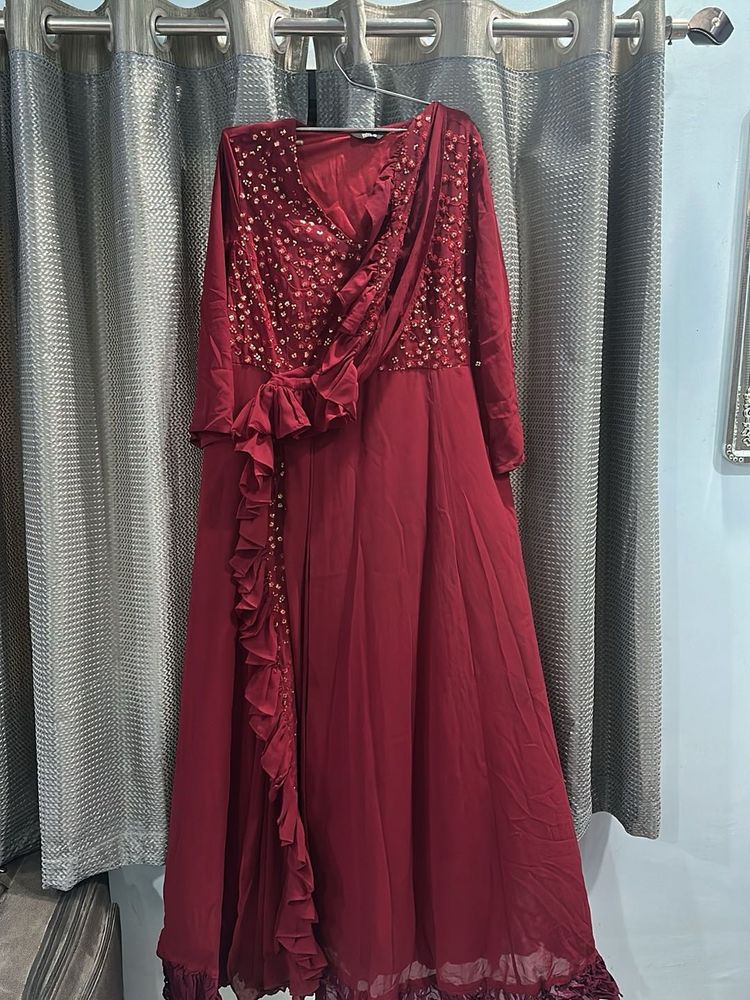 Elegant Maroon Embellished Dress