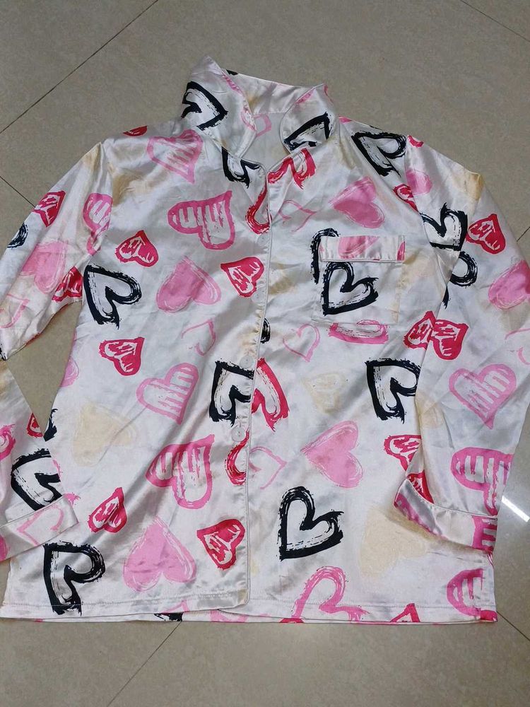 White Pink Night Suit Girls Wear Med To Large
