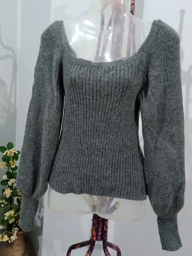 Grey Cropped Sweater
