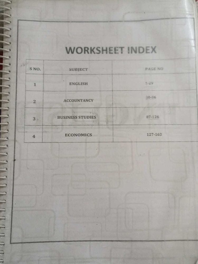 WORKSHEETS FOR CLASS 12