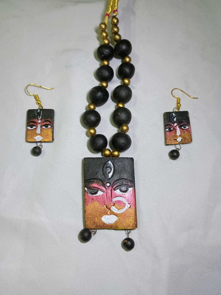 ethnic Terracotta durga Necklace earring jewellery