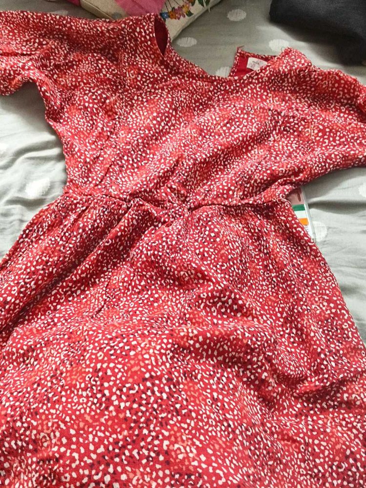 Red Printed Mini Dress