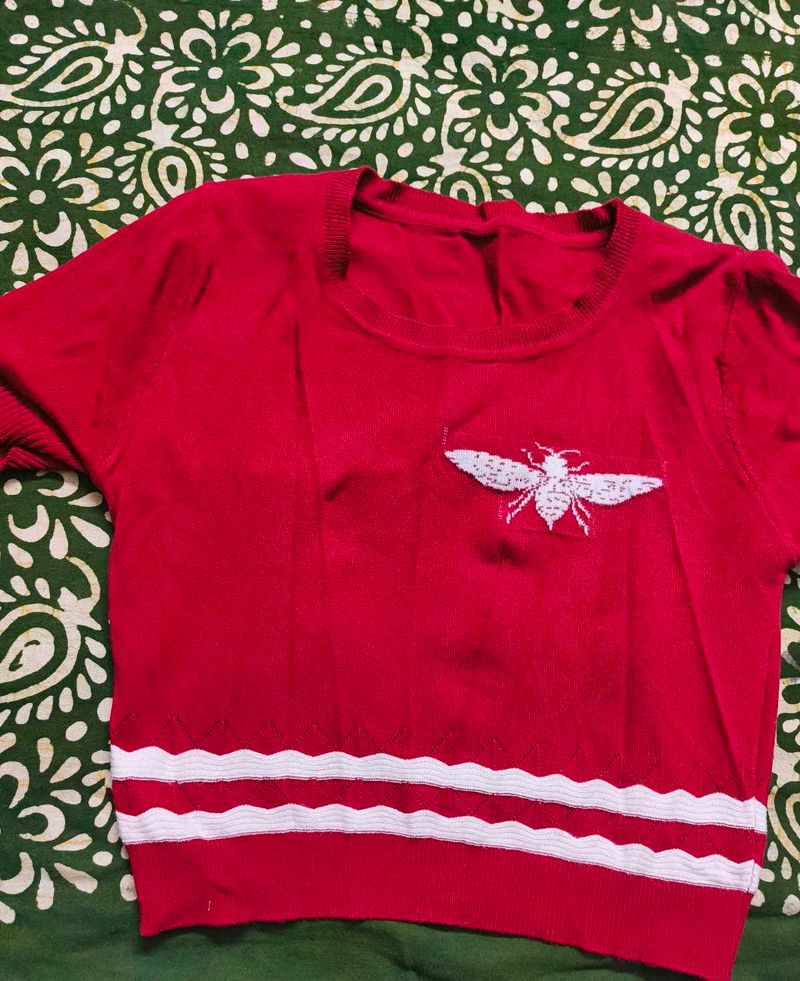 Red Knit Top