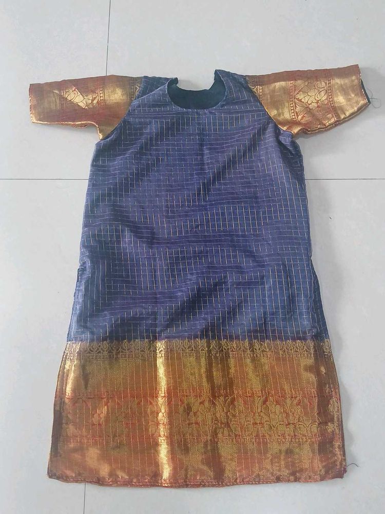 Navy Blue Silk Style Organza Kurti