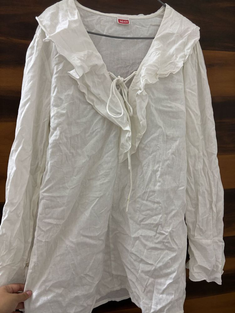 White Ruffle Blouse