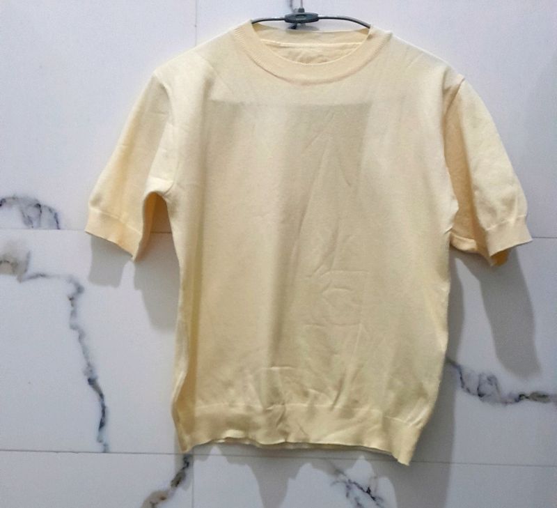 Girl Round Neck Top Yello Color