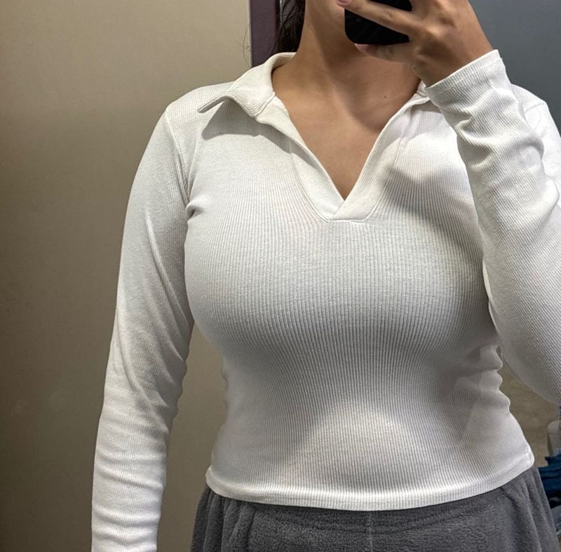 White Long Sleeve Top