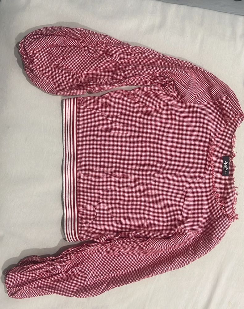 Red Gingham Long Sleeve Top