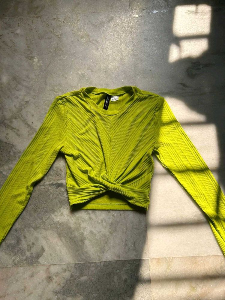 Green Knotted Crop Top